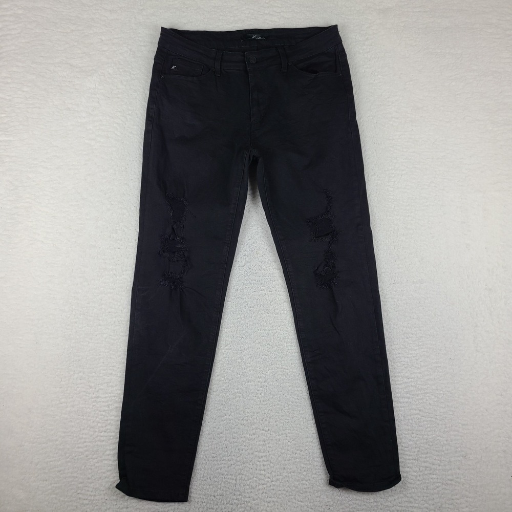 KanCan Jeans Womens 15/31 Black Wash Mid Rise Destroyed Skinny Denim KC6040